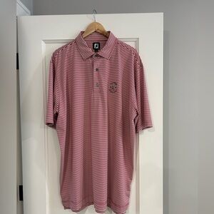 FootJoy Men's Polo Golf Shirt Red & White Stripes w/US Open 2020 Logo Size XXL